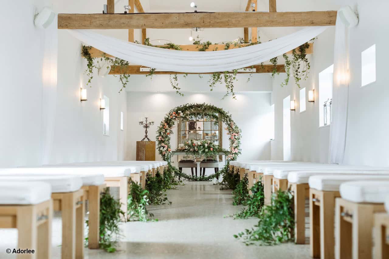 Dairy Barn Ceremony Room-Southend Barns Photo: Adorlee Dairy Barn Ceremony Room-Southend Barns Photo: Adorlee